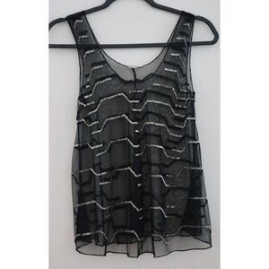 Chan Luu Women's Sz XS/Small Black Sheer Beaded Tank Top Cami